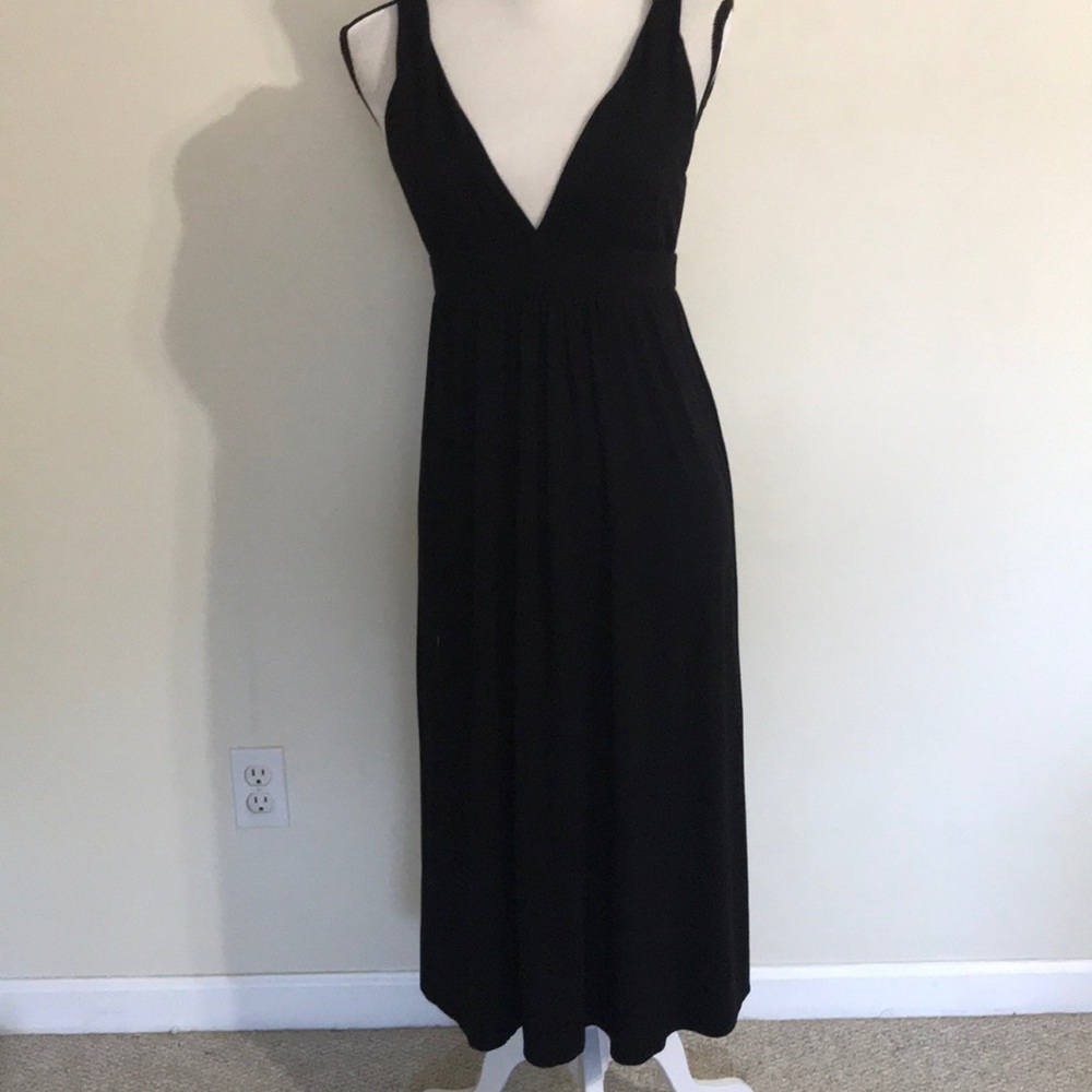 J Crew dress m black knit strappy long Preowned